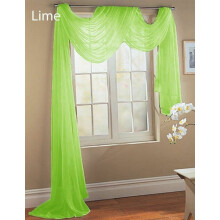 Transparent voile-scarfkappa för fönster, 94x59 cm, lime