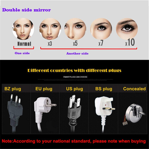 8 Inch LED Wall Mounted Makeup Mirror 3X Magnification, Double Sided Lighted Vanity Mirror with Extendable Arm and Plug Switch 1