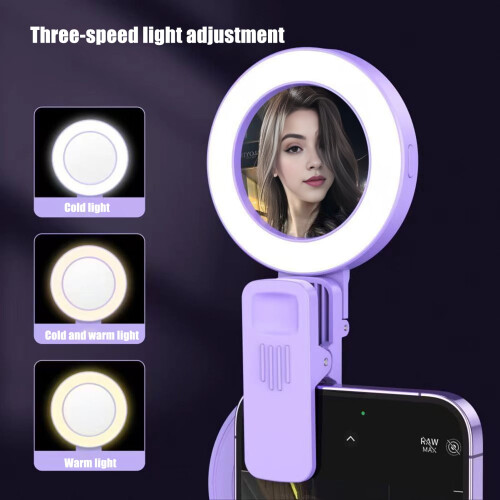 LED selfie-ringlys med speil, 180 roterbar,