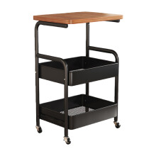 MultiPurpose Mobile Storage Rack With 3 Shelves-Double Black
