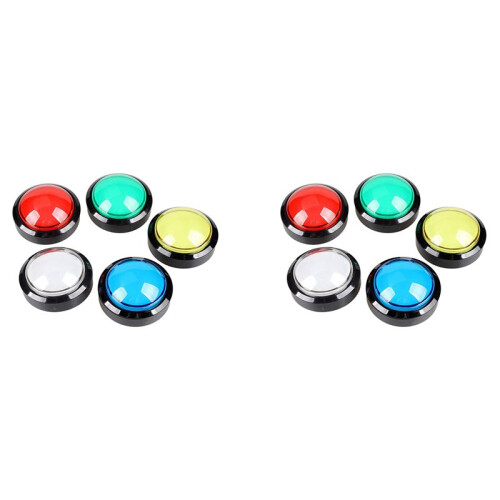 10X Arcade Buttons 60mm Dome 2.36 Inch LED Push Button with Micro- for Arcade Machine Video Games Console