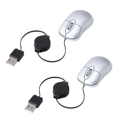 2X  USB Wired Mouse Cable Tiny Small Mouse 1600 DPI Optical Compact Travel Mice for Windows 98 2000 XP Vista Ve