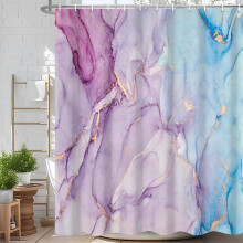 Waterproof Fabric Shower Curtain 72x72 Inch Violet Blue Marble Ombre Design with Hooks for Bathroom Decor