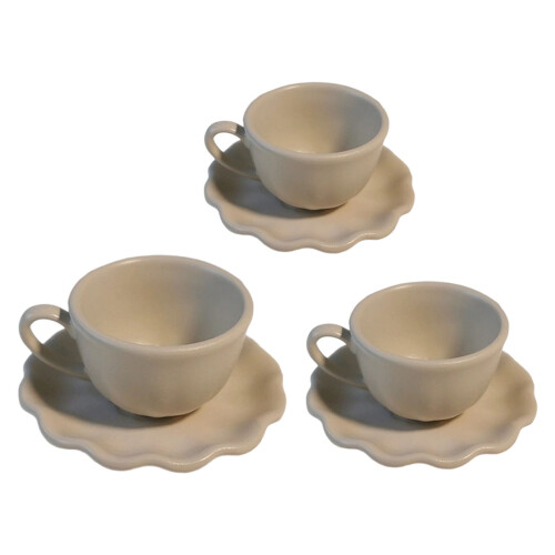 3 Size Miniature Coffee Cup and Plate Set For-light tea brown