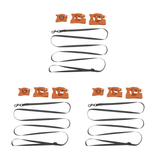3Sets Adjustable Brown Reptile Leash and Vest Harness for Outdoor Use