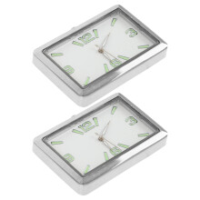 2Pcs Compact Silver Analog Clock for Car Dashboard with Glow Function