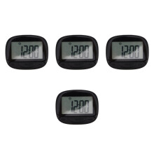 4Pcs Mini Black Walking Pedometer Clip-on with Clear LCD