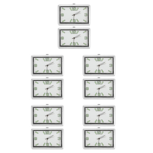 10Pcs Small Silver Car Dashboard Clocks with Night Glow and Adhesive