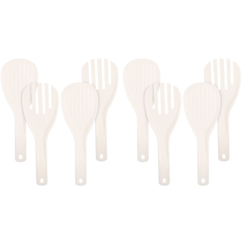 8Pcs Compact White Rice Paddle Serving Spoon Kitchen Tableware