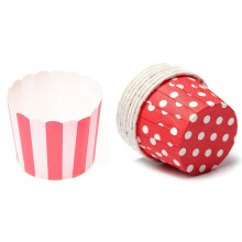 150 Pcs Cupcake Wrapper Paper Cake Case Baking Cups Liner Muffin Kitchen Baking, 50 Pcs Red Stripes & 100 Pcs Red Dot