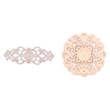 2 Pcs Rubber Wood Carved Applique Retro Furniture Crafts Decor New-15Cm Type B & 40 X 15Cm