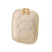 Sanitary Pad Pouch for Women, Discreet Waterproof Period Bag with Durable Zipper, Compact Travel Size (Off White)