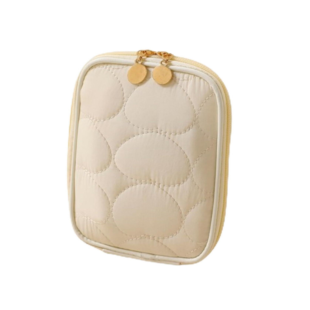 White Sanitary Pad Pouch For Women, Discreet Waterproof Period Bag With Durable Zipper, Compact Travel Size (Off )