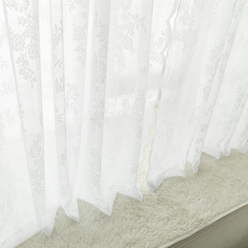 KARLSITEK White Sheer Curtains Leaf Geometric Embroidery 1 2