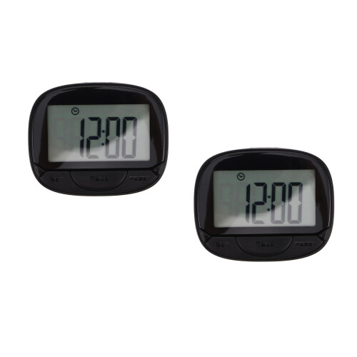 2Pièces Compteur De Pas Portable ABS Noir Simple À Attacher
