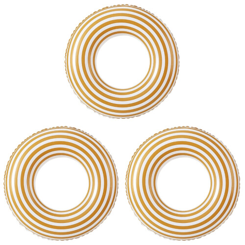 3Pièces Anneaux De Flottaison PVC Orange Rayé Piscine