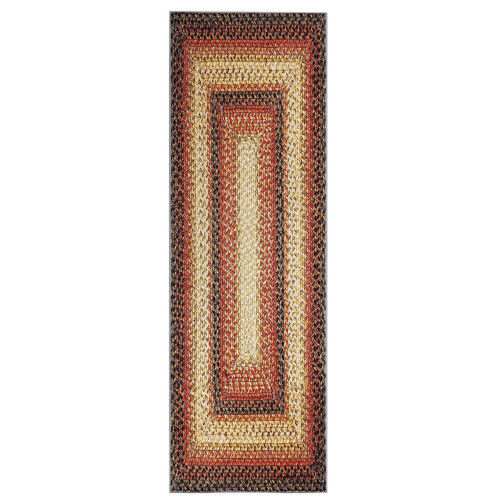 Boho Braided Area Rug Red 2 ft x 10 ft 2
