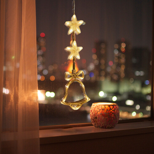 Christmas Window LED Lights, Warm White, Battery Powered, 2