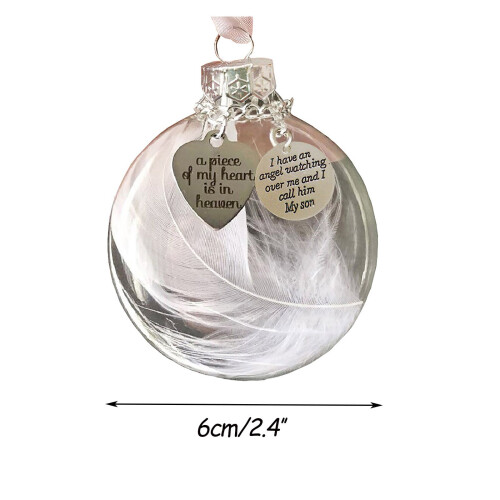 Clear Feather Heart Memorial Ornament 1