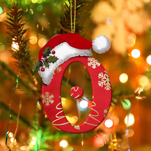 Christmas Letter Ornaments Red Hat Initials A-Z 27 pcs 2