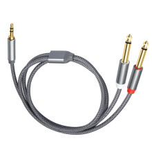 Multifunctionele 3,5 mm naar dubbele 6,35 mm-2m