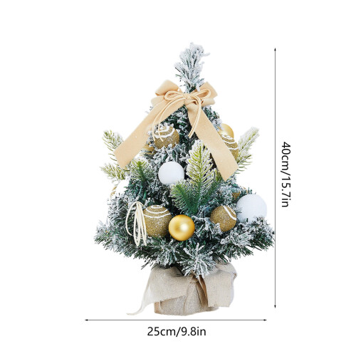 Mini sapin de Noël floqué blanc, décorations de bureau 2