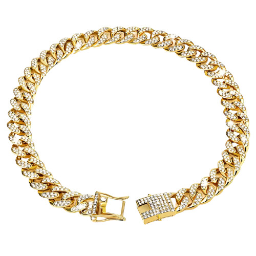 Luxurious Cuban Link Dog Collar Sparkling Artificial-Gold 65