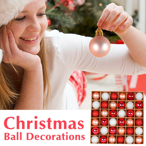 Christmas Tree Decoration Ball Set Red White Pattern 2