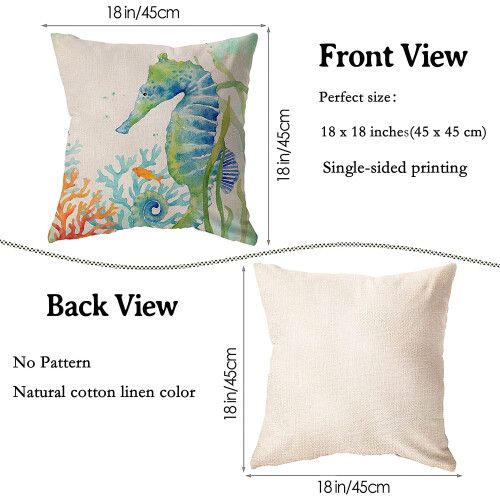 Housse de coussin décorative à motif océan 45 x 45 cm 1