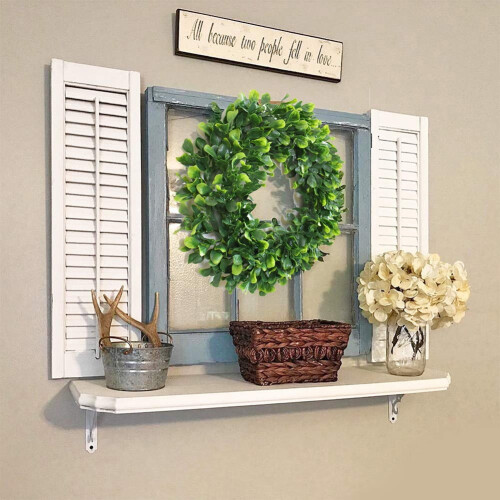 Artificial Boxwood Wreath 42cm Greenery Door Decor 1