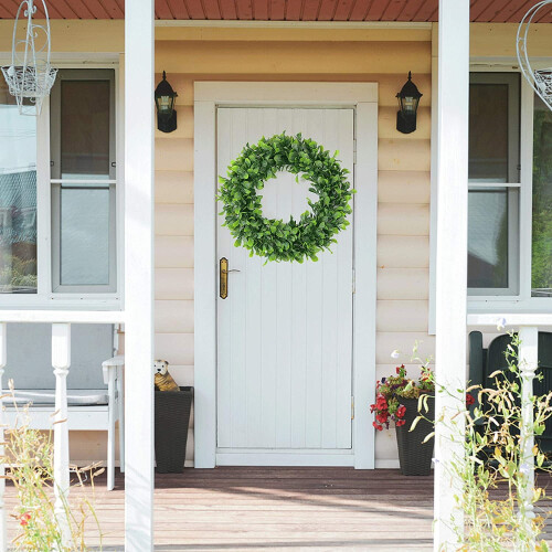 Artificial Boxwood Wreath 42cm Greenery Door Decor 2