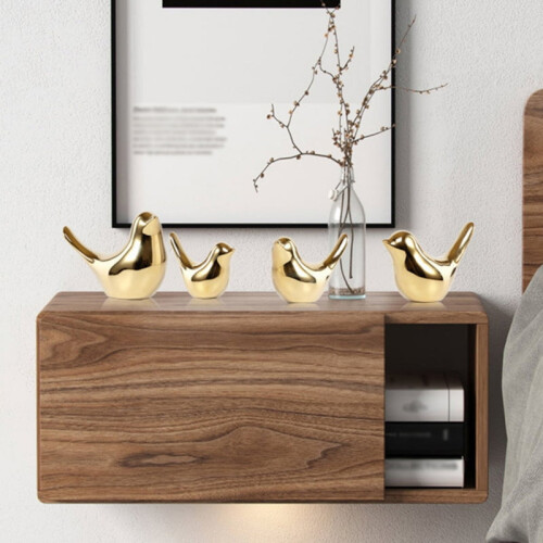 Keramisk gullfuglskulptur, sett med 2 1