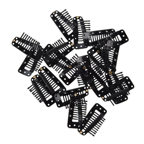 40Pcs Black 10 Teeth Snap the Rubber Back and Cam Wig Clip 1