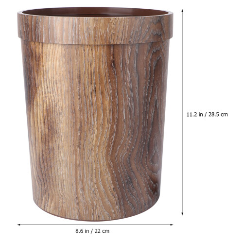 Sturdy Plastic Trash Can Wastebasket Brown Compact Size for Bedroom Easy Organization 2