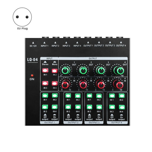 GAX-LQ04  Audio Crossover Small Mixer Multi-Channel Headphone Amplifier EU Plug 1