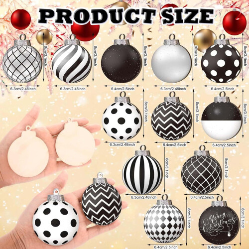 Christmas Ball Ornaments Black White 36 pcs 2
