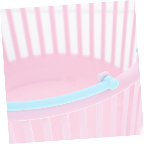 2pcs Mini Shopping Basket Bright Pink Mini Decorative Plastic Basket for Easter Craft Display 2