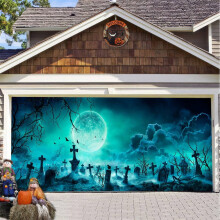 Halloween Garageportbanner – Hekse- og flagermusdesign, 4,92x
