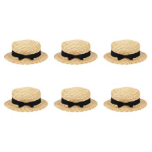 6X Chapeau de Paille Mignon Enfant Filles Chapeau de Soleil Nœud à Deux Boucles des Gamins Grand Bord Plage D'Été Canotier Plage Chapeau Fedora à