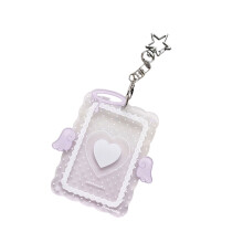 Photocard Holder Keychain ID Cards Holder Protector-Purple
