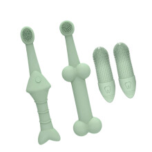 Kitten Puppy Pet Toothbrush Massaging Bristles Massager-Green