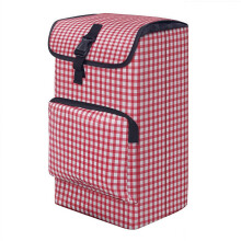 Shopping Trolley Bag 30L Waterproof Oxford Cloth Reusable Grocery Cart Bag with Classic Red Check Pattern