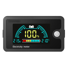 8-100V LCD Digital Voltmeter för Ternära/Litiumjärnfosfat/Blybatterier med Temperaturlarm