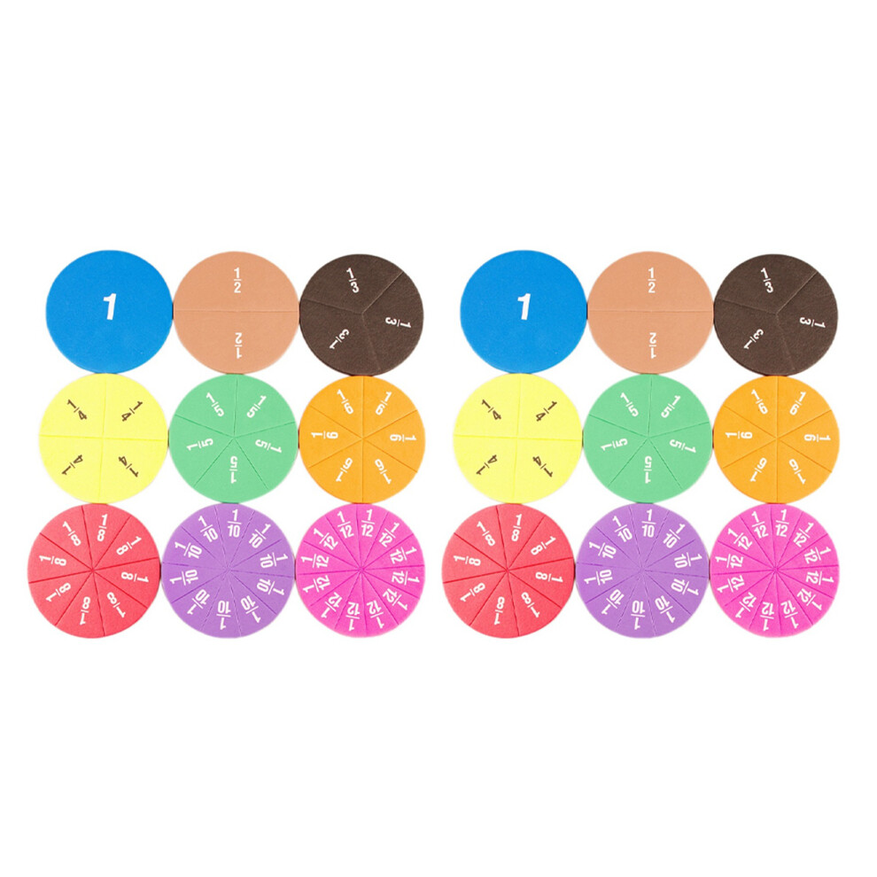 2X Circular Fractions Counting Kids Early Educational Math Toys Math Operation Learning Teaching Toys Torribaly