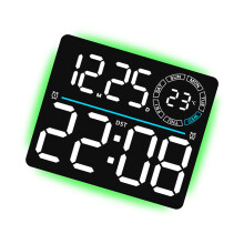 LED Display Digital Wall Clock with Remote-Black shell white