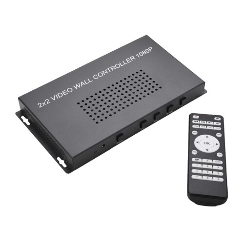 Video Processor -Compatible 2x2 HD Video Screen Splicer with U Disk Playback Multi-Screen Splicing Processor US Plug