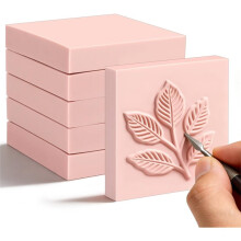 6Pack Block Pale Rubber Stamp Carving Blocks Rubber Carved Brick Soft Rubber Linoleum Block for Project B