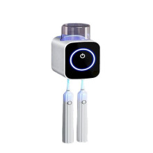 Toothbrush Holder with LED Sterilization and Smart Timer, Wall Mounted UV Sanitizer for Bathroom White