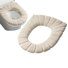 5 Pack Soft Washable Stretchable Beige Toilet Seat Covers, Warm Cushion Comfort for Bathroom