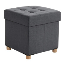 Aufbewahrungswürfelhocker mit gepolstertem Sitz und Holzbeinen
